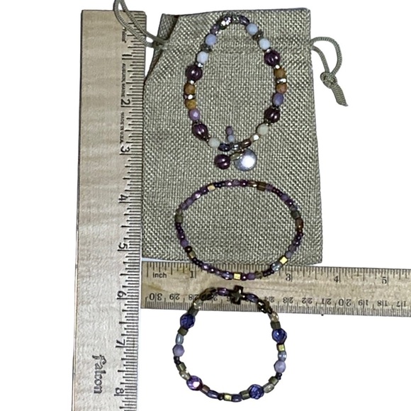 Regal 3 Cross Bracelet Purple Amethyst February Birthstone Religious Beaded - Picture 6 of 16